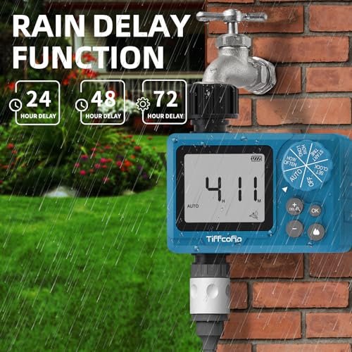 Sprinkler Timer Outdoor, Digital Pogrammable for Garden Hose, Irrigrtion Timer with Rain Delay and Manual Mode (1 Pack)