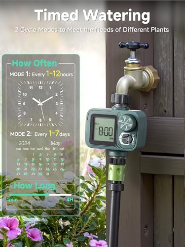 Sprinkler Timer, Programmable Hose Timer with Rain Delay, Manual and Automatic Watering System, Water Timers for Garden Hose, Waterproof Digital Irrigation for Yard, Lawn, Pool, 1 Outlet