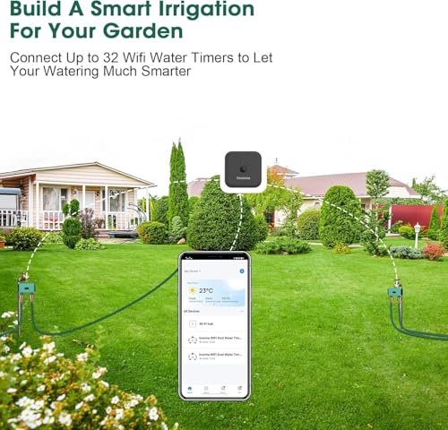 Sprinkler Timer with 2 Outlet, Automatic Irrigation System Controller for Lawns and Yard, Compatible with Alexa (Brass Inlet & Plastics Outlet)