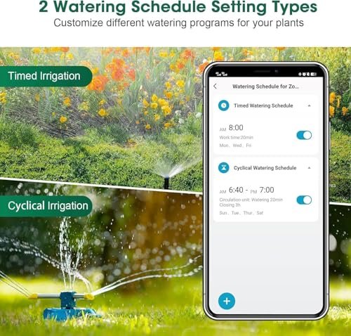 Sprinkler Timer with 2 Outlet, Automatic Irrigation System Controller for Lawns and Yard, Compatible with Alexa (Brass Inlet & Plastics Outlet)