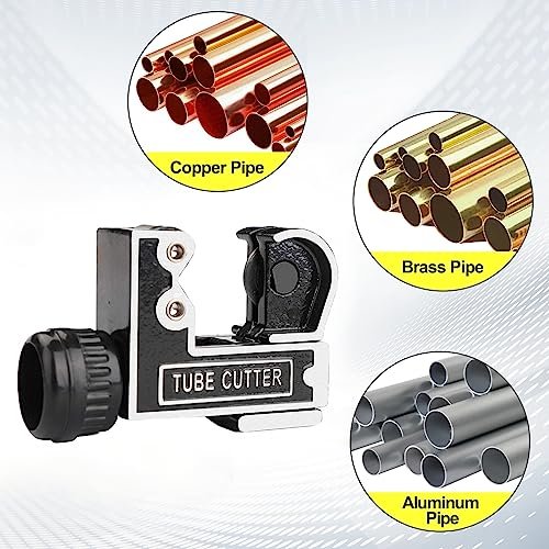 Spurtar Mini Pipe Cutter Tool 1/8 to 1-1/8 inch (3-28mm) Tube Cutter for Copper, Brass, Aluminum Pipe for Plumbing, HVAC Work, Automotive Repairs, DIY Projects