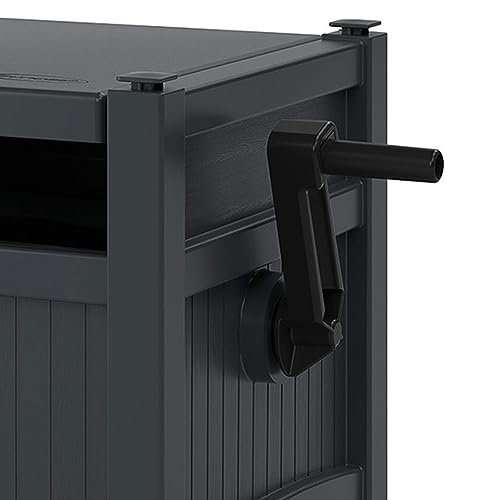 Suncast Garden Hose Hideaway Storage Reel Box, Cyberspace Grey – Resin Outdoor Container, Holds up to 100 Feet of 5/8 Inch Standard Vinyl Water Line – No Assembly Required
