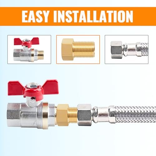 SUNGATOR 1/2" Male × 1/2'' Female Brass Pipe Extension Adapter, 1/2 Inch Brass Nipple Pipe Extension Fittings for Tub Spout/Shower, 30MM/40MM/50MM Extension 1/2'' Pipe Fittings (3 Pack)