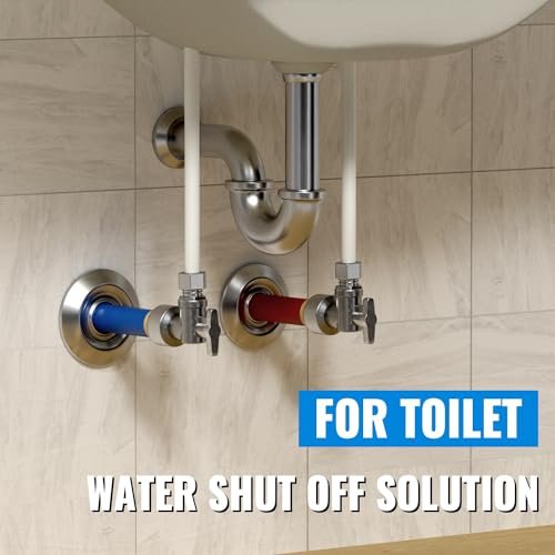 SUNGATOR 12-Pack Angle Stop Valve, Angle Water Shut Off Valve 1/2 x 3/8 Inch Compression, Toilet Water Shutoff, 1/4 Turn, No Lead Brass Push-to-Connect Plumbing Fittings for PEX Pipe, Copper, CPVC