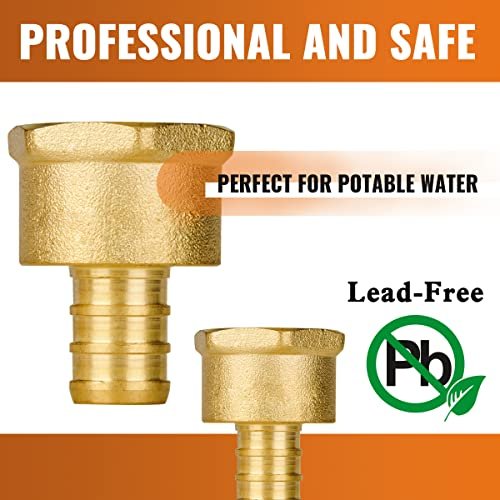 SUNGATOR 6-Pack 1/2" PEX to 1/2" Female NPT Brass Fittings, UPC Certified