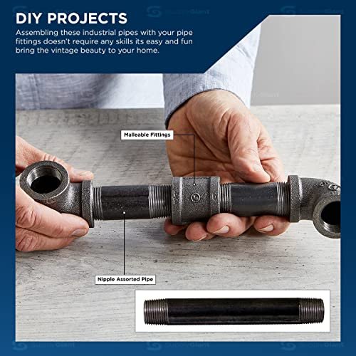 Supply Giant OQCM2012 12" Long Black Steel Nipple Pipe Fitting with 2" Nominal Size Diameter