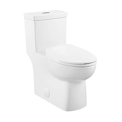Swiss Madison SM-1T117 Classe One Piece Toilet, Modern Toilets For Bathrooms, ADA Toilet, Elongated Dual Flush 0.8/1.28 gpf, in Glossy White