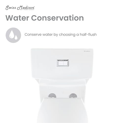 Swiss Madison SM-1T117 Classe One Piece Toilet, Modern Toilets For Bathrooms, ADA Toilet, Elongated Dual Flush 0.8/1.28 gpf, in Glossy White