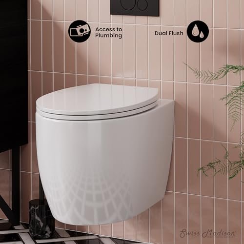 Swiss Madison SM-WT490 Classe Wall-Hung Elongated Toilet Bowl, Glossy White
