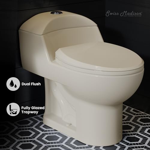 Swiss Madison Well Made Forever SM-1T803BQ Chateau One Piece Elongated Dual Flush Toilet In Bisque 0.8/1.28 gpf