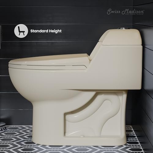 Swiss Madison Well Made Forever SM-1T803BQ Chateau One Piece Elongated Dual Flush Toilet In Bisque 0.8/1.28 gpf