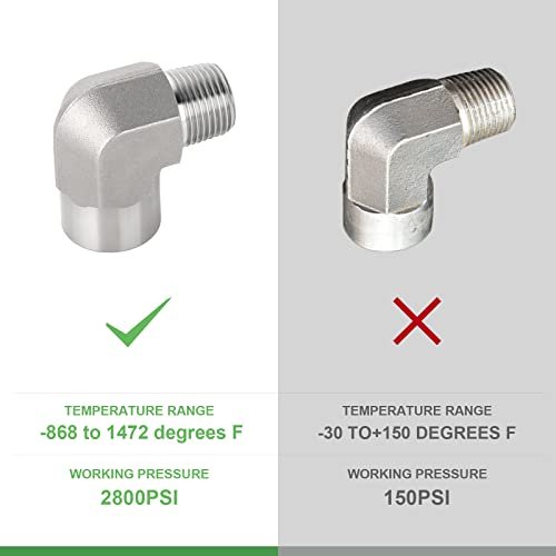 TAISHER 2PCS 304 Stainless Steel 90 Degree Barstock Street Elbow, 1/4 Inch NPT Male Pipe to 1/4 Inch NPT Female 304 Stainless Pipe Fitting