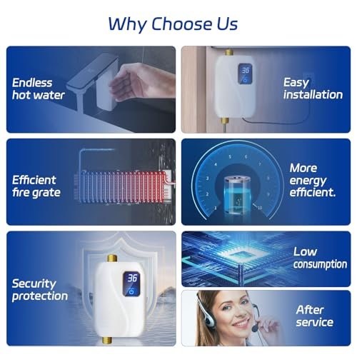 Tankless Water Heater Electric 110V, 3000W Instant Electric Water Heater, Under Sink Water Heater with Digital Display, On Demand Hot Water heater Electric for Kitchen Bathroom Washin