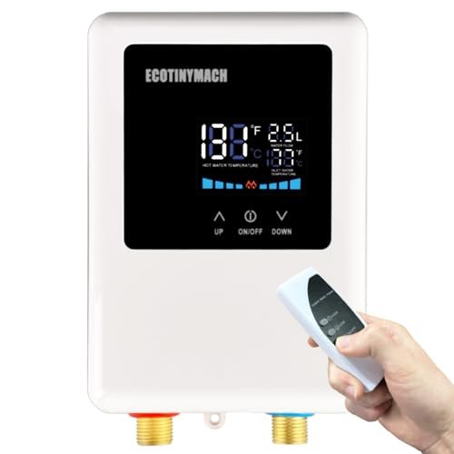 Tankless Water Heater Electric 110V, 5000W Instant Water Heater Under Sink, Conversion Between Fahrenheit and Celsius, Remote Control
