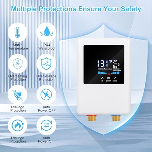 Tankless Water Heater Electric 110V, 5500W Instant Hot Water Heater Under Sink, On Demand Hot Water Heater with Remote Control and Digital Display, Portable Mini Electric Water Heaters for RV Kitchen