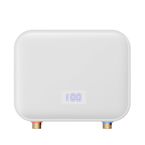 Tankless Water Heater Electric 110v,4000W Constant Temperature Instant Hot Water Heater With Automatic Control System Touch Digital Display Water Heater Wall or Floor Mounted (White)