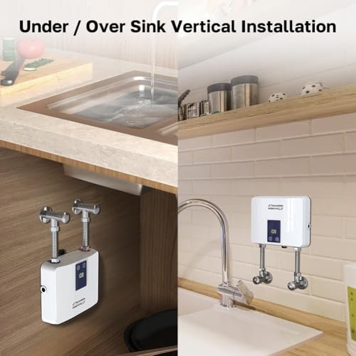 Tankless Water Heater Electric for Single Sink Faucet, ThermoMate 3500W 120V Small Point of Use Instant Hot Water Heater with Temperature Display, Self-modulating, ETL Certified