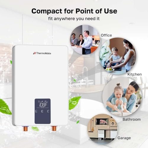 Tankless Water Heater Electric for Sink Faucet, ThermoMate 6000W 240V Point of Use Mini Instant Hot Water Heater CSA Certified with Self-modulating, 1.07GPM at 35°F Rise