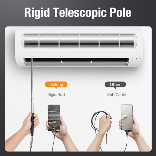 Teslong Telescopic Camera with Light, USB-C Borescope with 5FT Telescopic Pole, for HVAC Systems, Wall, Chimney, Automotive and Pipe Inspections, Compatible with iPhone 15/16 and Android