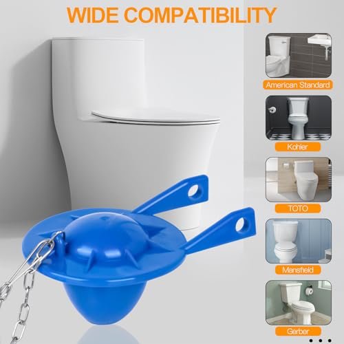 Toilet Flapper Replacement Kit, 2 Inch Toilet Tank Flapper Fit for Kohler American Standard Fluidmaster Toto Gerber, Silicone Stopper Flapper Repair Parts with Toilet Flush Chain, 1Pcs
