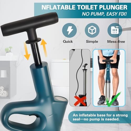 Toilet Plunger Blaster High Pressure Air Plunger Blaster Drain Unclogger for Toilets, Bathroom Floors & Kitchen Sinks, Heavy Duty Power Plunger Clog Remover Declogger Toilet Plumbing Clogs