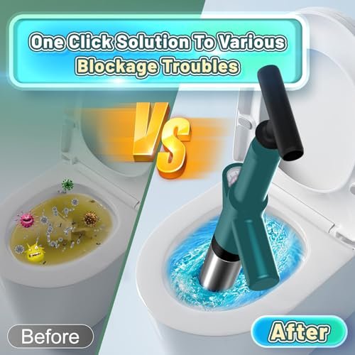 Toilet Plunger, Drain Clog Remover, High Pressure Air Drain Blaster Real-Time Barometer Plunge Blaster Multi-Drain Unclogger for Toilets, Plungers for Bathroom, Sink, Floor, Kitchen Clogged