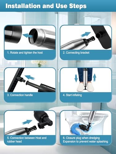 Toilet Plunger Drain Clog Remover Tool, High-Pressure Drain Snake Sink Plunger with Real-Time Barometer, Air Toilet Unclogger for Bathroom, Kitchen, Sinks and Clogged Pipe