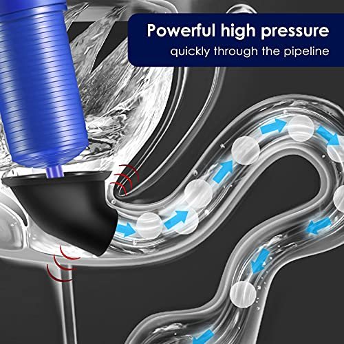 Toilet Plunger High Pressure Air Drain Blaster Gun with Glove, 4 Suckers, Drains Clog Remover, Powerful Drain Unclogger Sink Plunger Plumbing Tools, Plungers for Bathroom Sink Floor Kitchen Clogged