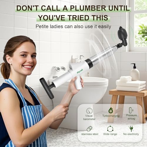 Toilet Plunger, High Pressure Drain Unclogging Tool, Plungers for Bathroom, Floor, Shower, Sink Heavy Duty, Multi-Purpose Air Pump Plunger for Toilet, Toilet Snakes for Hair Clog Remover