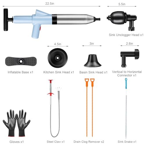 Toilet Plunger, High Pressure Toilet Plunger Toilet Auger Air with Real-Time Barometer for Bathroom, Sinks, Kitchen, Heavy Duty Drain Unclogger - Powerful Toilet Snake Drain Clog Remover Tool