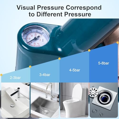 Toilet Plunger - Plungers for Bathroom Heavy Duty, Powerful Toilet Snake for Unclogging Plunger with Real-Time Pressure Indicator Plungers for Washbasin, Floor, Kitchen Clogged