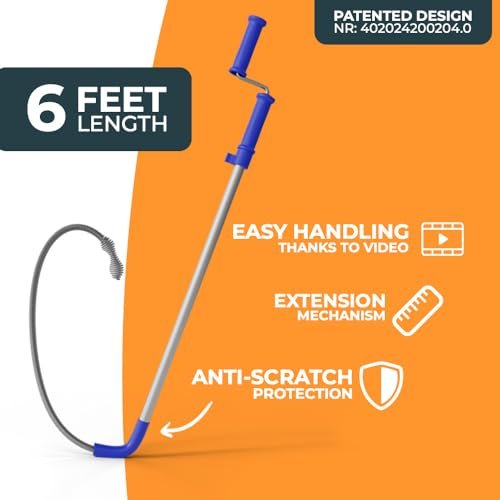 toilet snake [6 feet] - toilet auger for heavy toilet blockages - No damage thanks to silicone protection - the closet auger for real DIYs! (6 FEET)