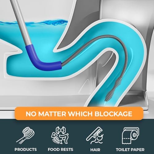 toilet snake [6 feet] - toilet auger for heavy toilet blockages - No damage thanks to silicone protection - the closet auger for real DIYs! (6 FEET)
