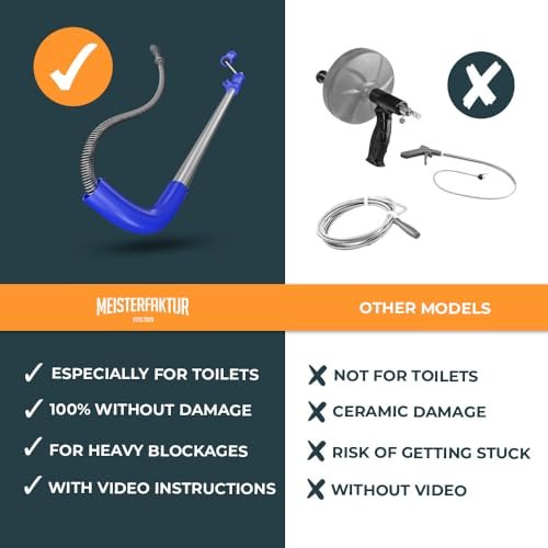 toilet snake [6 feet] - toilet auger for heavy toilet blockages - No damage thanks to silicone protection - the closet auger for real DIYs! (6 FEET)