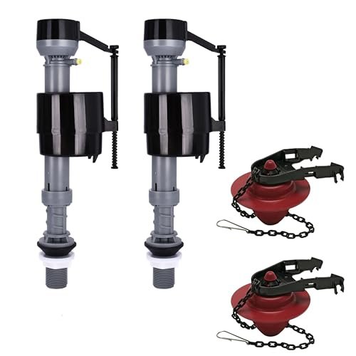 Toilet Tank Replacement Kit 2-Pack - Complete Parts: Universal Toilet Fill Valve and 2" Toilet Flapper Repair Kit - Toilet Flush Repair Kit - Efficient Flush System - 7.8Lx5.9Wx5.5H in