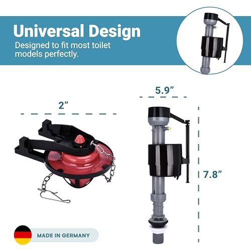 Toilet Tank Replacement Kit 2-Pack - Complete Parts: Universal Toilet Fill Valve and 2" Toilet Flapper Repair Kit - Toilet Flush Repair Kit - Efficient Flush System - 7.8Lx5.9Wx5.5H in