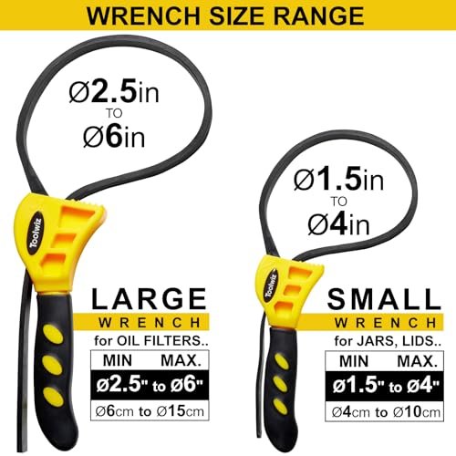 Toolwiz Rubber Strap Wrench Upgrade-2pcs Set 24 IN and 19.7 IN Length Adjustable Oil Filter Strap Wrench, Reinforced Rubber Pipe Wrench, Jar Opener for Mechanics Plumbers DIY