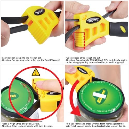 Toolwiz Rubber Strap Wrench Upgrade-2pcs Set 24 IN and 19.7 IN Length Adjustable Oil Filter Strap Wrench, Reinforced Rubber Pipe Wrench, Jar Opener for Mechanics Plumbers DIY