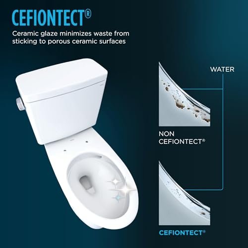 TOTO Drake WASHLET - Two-Piece Elongated 1.28 GPF Universal Height TORNADO FLUSH Toilet with C5 Bidet Seat, 10 Inch Rough-In, Cotton White - MW7763084CEFG.10#01