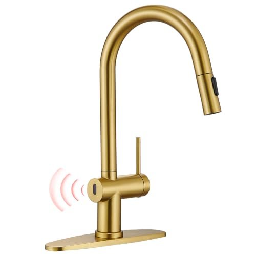 Touchless Kitchen Faucet with Pull-Down Sprayer, Single Handle Smart Motion Sensor Hands-Free Kitchen Sink Faucet, 1 or 3 Hole Design for Modern Farmhouse Kitchens