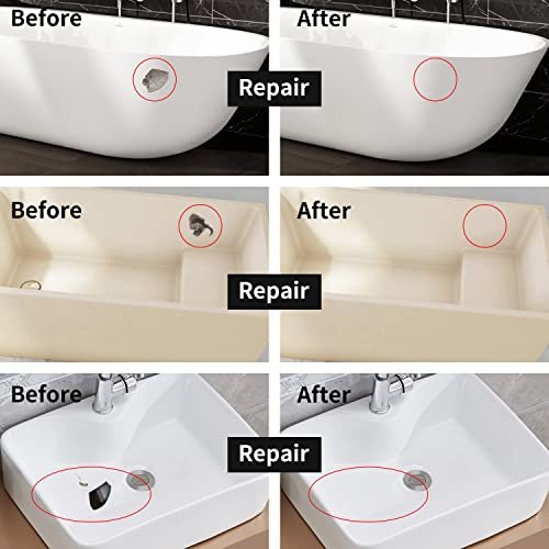 Tub and Fiberglass Shower Repair Kit (Color Match), 3.7oz Porcelain Repair Kit, Porcelain Sink and Acrylic Bathtub Repair Kit White for Cracks Chips Dents Holes Almond/Biscuit/Bone
