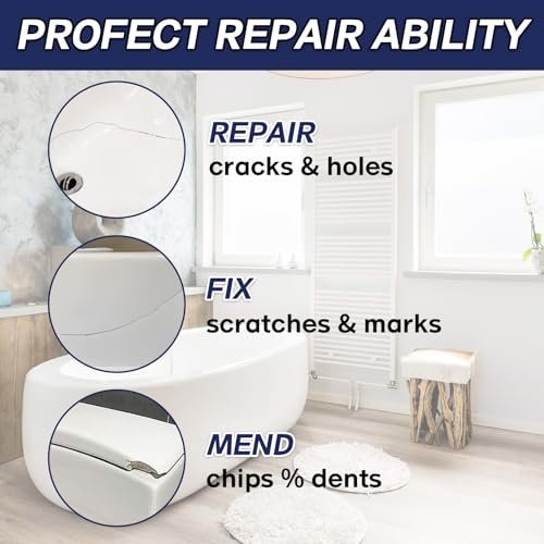Tub Repair Kit, Shower Repair Kit, Super Strong and Waterproof Fiberglass Repair Kit, Sink Repaik Kit for Tub, Tile, Sink, Ceramic, Scratches, Cracks, Chips, Holes on Porcelain (XBG-003)