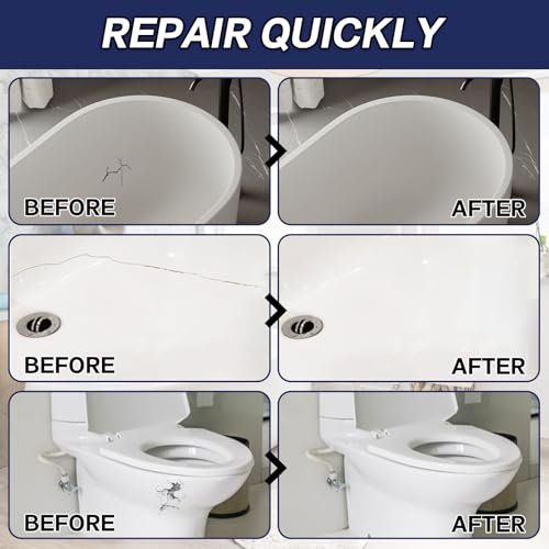 Tub Repair Kit, Shower Repair Kit, Super Strong and Waterproof Fiberglass Repair Kit, Sink Repaik Kit for Tub, Tile, Sink, Ceramic, Scratches, Cracks, Chips, Holes on Porcelain (XBG-003)