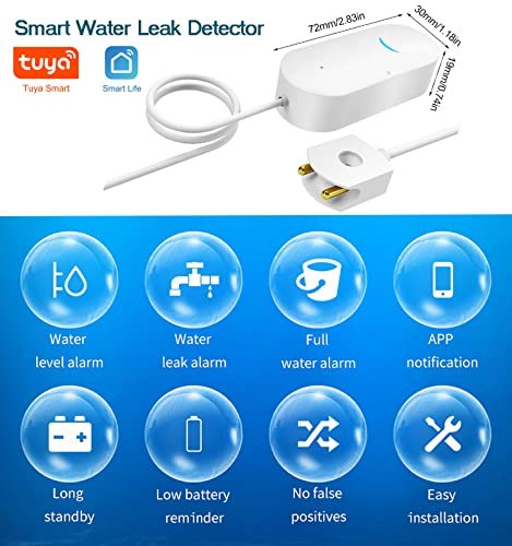 TUYA Smart Water Leak Sensor: Wireless Water Detector with App Alerts, Remote Monitor for Home & Basement