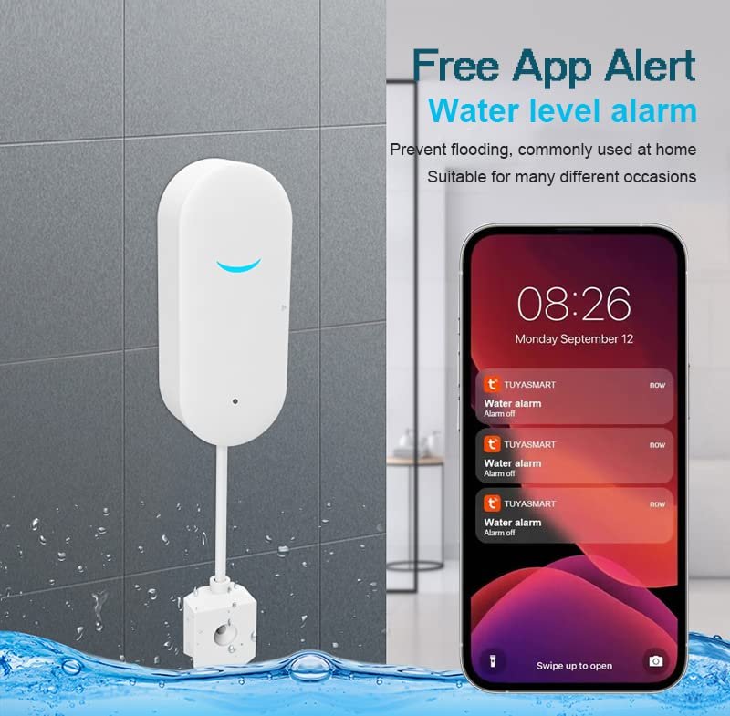 TUYA Smart Water Leak Sensor: Wireless Water Detector with App Alerts, Remote Monitor for Home & Basement