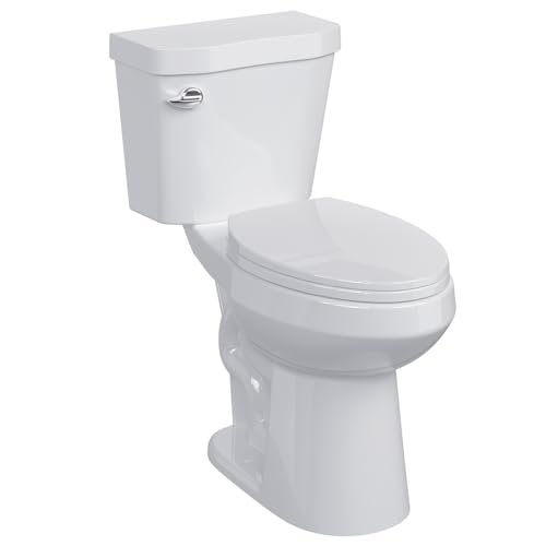 Two Piece Toilet, 19" Elongated Toilets for Bathrooms With Soft Close Seat, ADA Height With 1.28 GPF Siphonic Flush Cotton White