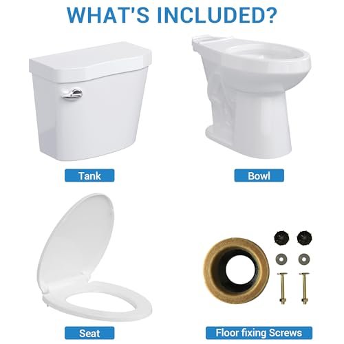 Two Piece Toilet, 19" Elongated Toilets for Bathrooms With Soft Close Seat, ADA Height With 1.28 GPF Siphonic Flush Cotton White