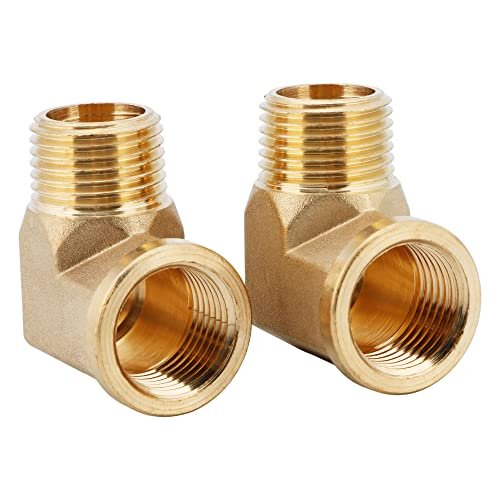 U.S. Solid 2pcs 90 Degree Barstock Street Elbow Brass Pipe Fitting 1/2" NPT Male Pipe to 1/2" NPT Female