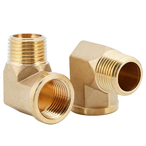U.S. Solid 2pcs 90 Degree Barstock Street Elbow Brass Pipe Fitting 1/2" NPT Male Pipe to 1/2" NPT Female