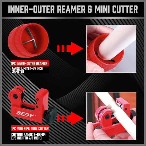 Ultimate Tube Cutter Set - Heavy Duty Pipe Cutter 3/16"-2" OD, Mini Tube Cutter 1/8"-7/8", Deburring Tool - for Copper, Aluminum, PVC Pipes - High-Quality Cutting & Deburring Tools for Professionals